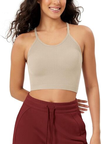 ODODOS Women's Crop Seamless Rib-Knit Camisole Strappy Racerback Cropped Tank Tops in Kuwait
