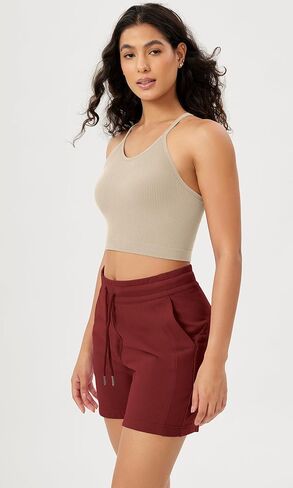 ODODOS Women's Crop Seamless Rib-Knit Camisole Strappy Racerback Cropped Tank Tops in Kuwait