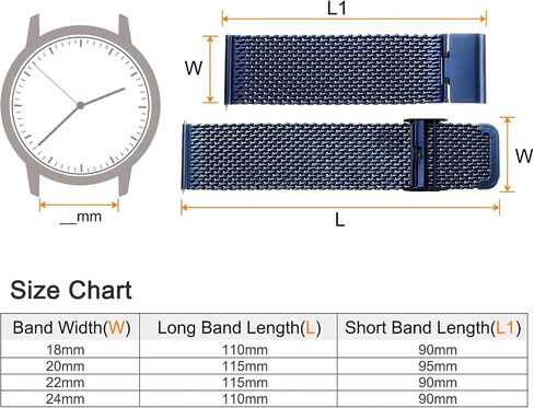 HARFINGTON Stainless Steel Mesh Watch Band Quick Release Adjustable Metal Replacement Watch Strap for Men Women in Saudi Arabia