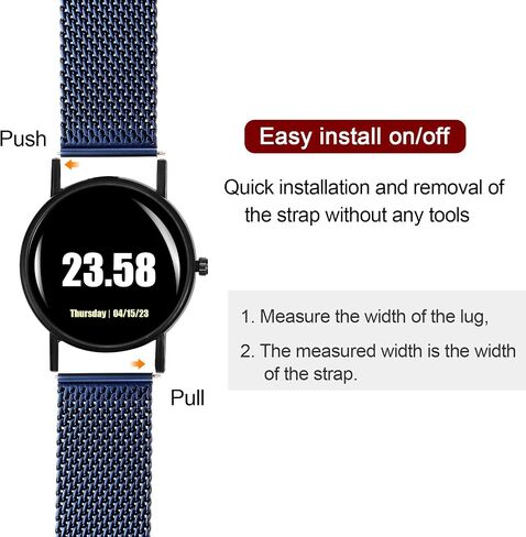 HARFINGTON Stainless Steel Mesh Watch Band Quick Release Adjustable Metal Replacement Watch Strap for Men Women in Saudi Arabia