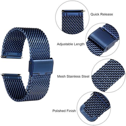 HARFINGTON Stainless Steel Mesh Watch Band Quick Release Adjustable Metal Replacement Watch Strap for Men Women in Saudi Arabia