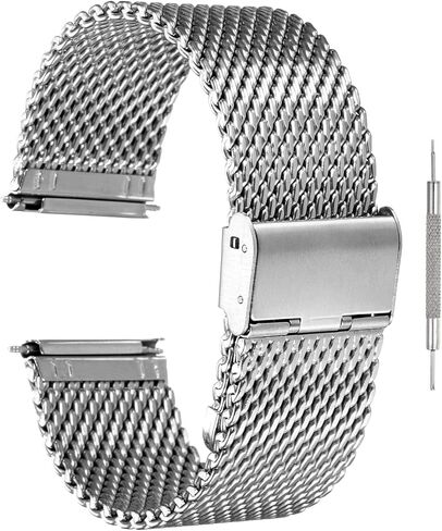 HARFINGTON Stainless Steel Mesh Watch Band Quick Release Adjustable Metal Replacement Watch Strap for Men Women in Saudi Arabia