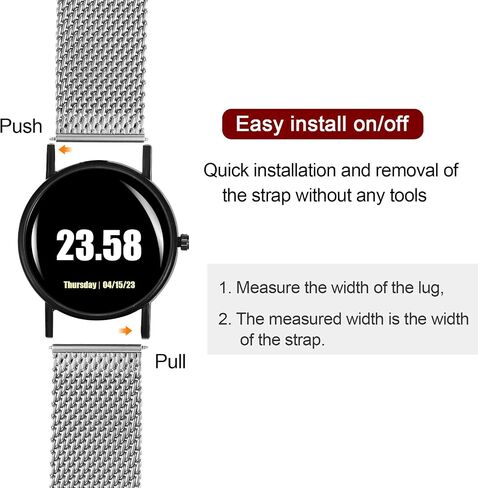 HARFINGTON Stainless Steel Mesh Watch Band Quick Release Adjustable Metal Replacement Watch Strap for Men Women in Saudi Arabia