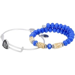 مجموعة Alex and Ani Navy Vessel مكونة من سوارين من الفضة الرافيلية مقاس واحد