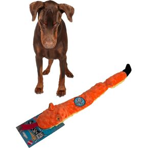Ethical Pets, 25", Orange 54097 Skinneeez Extreme 3 Squeaker Stuffing Free Dog Toy, Snake