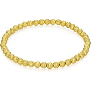 14K Gold 3mm/4mm/5mm/6mm Gold Bead Stretch Bracelet for Women, 14K Gold Bead Ball Stretch Bracelet, Stretchable Gold Ball Bead Stretch Bracelet for Women, 5inch-9inch