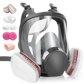NBWAN Gas Masks Survival Nuclear and Chemical, Gas Mask with 40mm Activated Carbon Filter, Full Face Respirator Mask with 6001 Filter for Chemicals Organic Vapor Dust Smoke Painting Spray Welding
