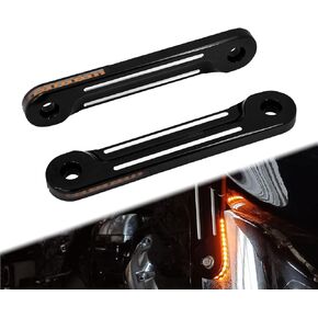 Motorcycle Front LED Flush Fork Turn Signals Light Running Light Brackets Fit for Harley Touring Road King Street Gilde Electra Glide 1998-2023 Black