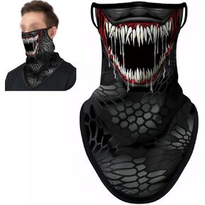 1 PC Cycling Mask, 11" x 17" Sunscreen and Windproof Triangular Face Towel with Hanging Ears, Halloween Decoration Multipurpose Neck Warmer, Universal for Outdoor Sports (Black)