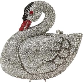 Elegant Swan Evening Purse Animal Crystal Clutch Women Minaudiere Handbag Party Luxury Rhinestone Bag