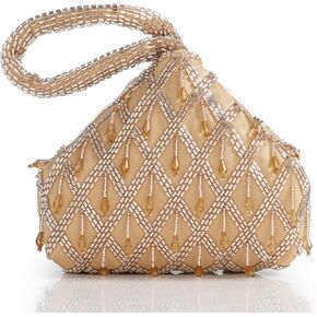 BABEYOND Women's Clutch Evening Bags Sparkly Beads Pendant Triangle Purse for 1920s Party Prom Wedding