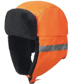 Men Reflective Trapper Hat Windproof Trooper Hat Faux Fur Ushanka Russian Hat Winter Warm Hunting Hat with Earflap