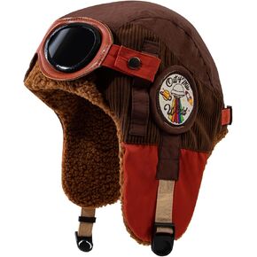 Winter Trapper Hat Aviator Hat with Goggles Ear Flaps Russian Trooper Pilot Cap for Men Women Cold Weather Ski Hat