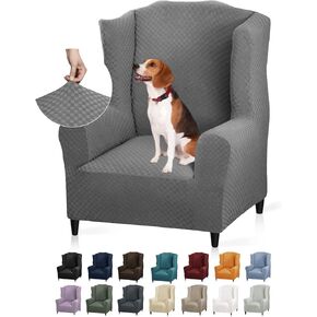 YEMYHOM 4 Packs Latest Checkered Dining Chair Slipcover Parsons Chair Furniture Protector Stretch Chair Covers for Dining Room, Restaurant, Kitchen, Party (Light Gray)