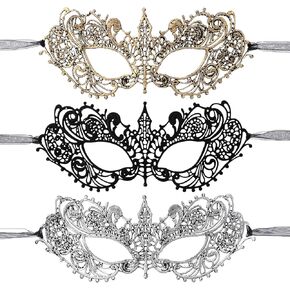 3 Pcs Lace Eye Masks for Women Adult Masquerade Mask Mysterious Fun Black Lace Headpiece Mardi Gras Party Supply for Costume Parties, Role Plays Halloween Christmas Birthday