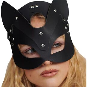 Mumbobyswim Women Leather Masks Masquerade Party Mask for Cosplay Halloween Costume Accessory