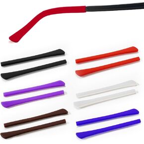 6Pair Silicone Anti-Slip Eyeglass End Tips Ear Sock Eyeglass Arms Replacement Silicone Temple Tips Sleeves for Glasses Anti-Slip Ear Sock Stretchy Tube