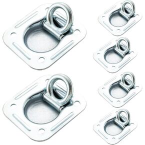 WellMade 4-7/16" Recessed D Ring Tie Down Anchors for Trailers, Trucks, Pickup, Heavy Duty Trailer Accessory, 1666 lb. Weight Capacity (6 Pack,Screws Not Included)