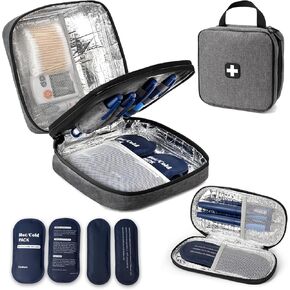 Portable Large Insulin Cooler Travel Case TSA Approved 4 Reusable Ice Packs with Small Diabetic Insulin Pen Cooler Case, Longer Cooling Time Insulated Diabetic Bag for Insulin Pen & Diabetes Supplies