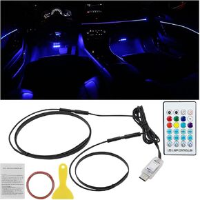 Car Interior LED Strip Lights, 43.3 Inches Acrylic Auto Ambient Lighting Kit with Dreamcolor Chasing, Center Console Dashboard Lamps with APP Remote Control, Universal for Most Cars