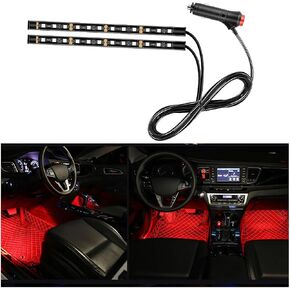 Mandark Car LED Strip Light, 24 LEDs Vehicle RGB Neon Interior Atmosphere Lamp, 12V USB Port Auto Decor Under Dash Ambient Night Light Strip Accessories, Universal for SUV, Sedan, Truck (Red)
