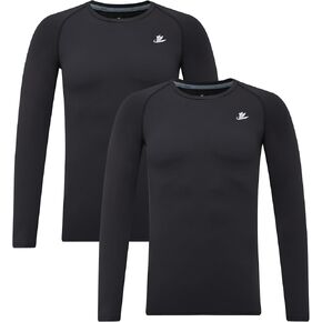 DEVOROPA Youth Boys 2-Pack Compression Shirt Long Sleeve Football Baseball Undershirt Quick Dry Sports Baselayer