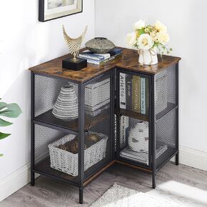 vecelo خزانة زاوية من 3 طبقات مع أبواب وأرفف تخزين، حامل تلفزيون صناعي متعدد الأغراض، طاولة قائمة بذاتها، لغرفة المعيشة الصغيرة والمنزل والمكتب والمطبخ، بني ريفي in Kuwait