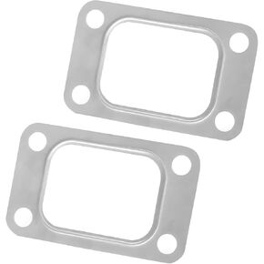 2 PCS Car Modified T3 Turbine Flange Gasket, High Temperature Resistant Turbocharger, 4 Hole Stainless Steel Intake Manifold Gasket, Universal for T3 T34 T35 T38 GT35 GT35R (Silver)