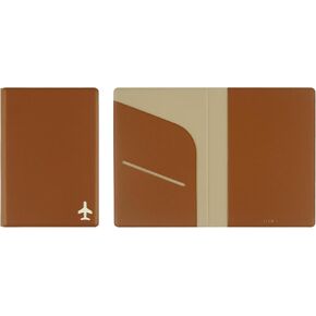 FENICE Plain Simple Passport Cover Holder Wallet Case for Travel Essential RFID Blocking Vegan Leather Waterproof (BROWN)