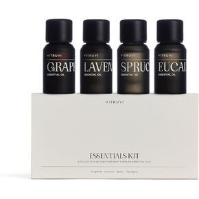Vitruvi Essentials Kit, Essential Oil Starter Kit, 100% Pure Lavender, Eucalyptus, Grapefruit, Spruce, Essential Oil Set | Essential Oils for Diffusers Aromatherapy 4X 10ml (0.3 fl.oz), 4 Count