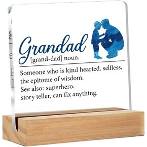 Grandpa Gifts Poppy Gifts From Granddaughter Grandson, Grandfather Gifts for Birthday Christmas Father's Day, Poppy Definition Clear Acrylic Desk Decorative Sign for Home, 4 x 4 Inches