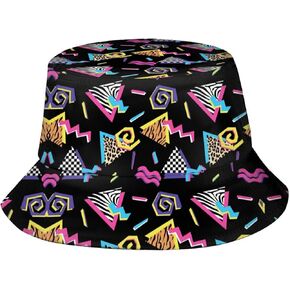 Retro Fashion 80s 90s Bucket Hat for Men Women Funny Summer Beach Fishing Hat Packable Outdoor Sun Fisherman Hat