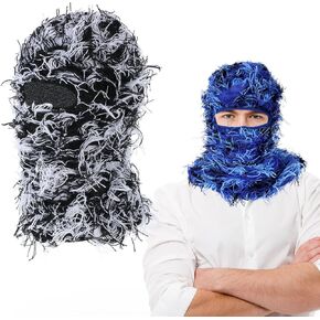 Distressed Balaclava Trending Ski Masks Full Face Knitted Fuzzy Ski Mask Proof Winter One Size Shiesty Mask Warmer for Men/Women