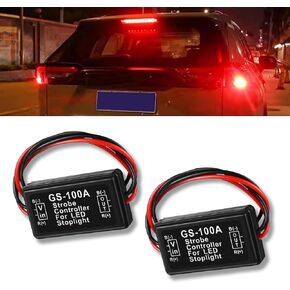 2 PCS Car Taillight Safety Reminder Controller, DC 12V-24V GS-100A Flasher Module High Brake LED Taillight Waterproof Flash Strobe Controller, Modification Accessories, for Most Cars (Black)
