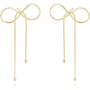 Reffeer Solid 925 Sterling Silver Bow Drop Earrings Dangle for Women Teens Bowknot Dangle Earrings Studs