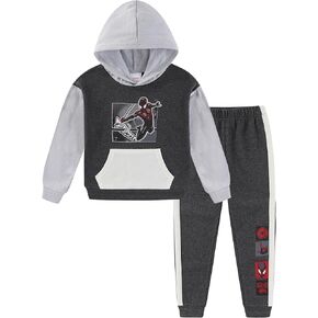 Marvel Spider-Man Miles Morales Boys Hooded Fleece Sweatshirt and Pants Set for Big Kids