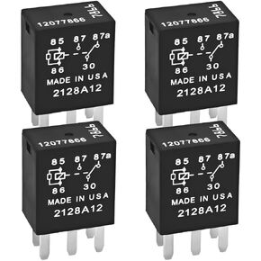 Relay 12077866 (Pack of 4), 5-Pin 12V Automotive Relay - Replacement for Relay 5810-0202, 7866, Compatible with Buick,Cadillac, Chevrolet, GMC