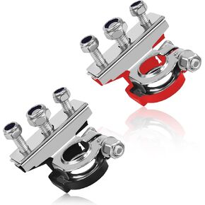 2PCS Battery Terminal Connectors Car Battery Terminals Top Post, Heavy Duty Battery Terminals Positive and Negative Set, Universal 12V Battery Post Connectors with 3 Cable Terminals