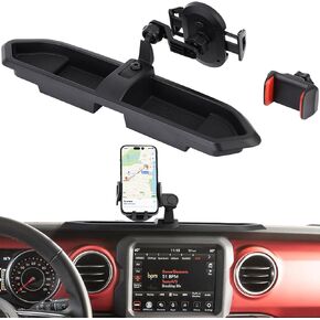Phone Mount with Storage Tray for Wrangler 2018-2023JL/JLU 2020-2023 JT Dash Multi-Mount Phone Holder Kit for Jeep Wrangler JL/JLU/JT Accessories Interior Accessories
