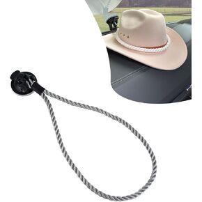 Pack-1 Car Dashboard Cowboy Hat Lanyard Bracket, Center Console Dash Hat Rack Suction Cup Hook Mounting, with 35.4" Rope 2.6" Base, Universal Hat Holder Accessory for Car, Home Doors (Black)