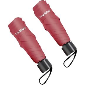 TradMall 2 Pack Mini Small Travel Umbrella, Lightweight Compact Parasol with UV Protection for Sun & Rain