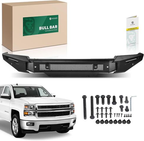 YHTAUTO Bull Bar شريط الدفع مع لوحة انزلاقية خفيفة تناسب موديلات شيفروليه، سيلفرادو 1500 2019-2021، سيلفرادو 1500 LTD 2022، واقي فرشاة فولاذي شديد التحمل للمصد الأمامي للشاحنة باللون الأسود in Saudi Arabia