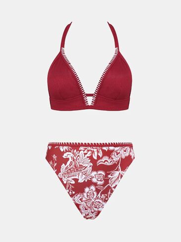CUPSHE Women's Bikini Sets Two Piece Bathing Suit High Waisted V Neck Triangle Halter Back Hook Cheeky High Cut Leg in Saudi Arabia