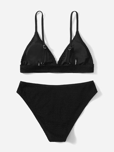 SHENHE Girl's 2 Piece High Waisted Spaghetti Strap Swimsuit Bathing Suit Bikini Sets Black Texture 150 in Saudi Arabia