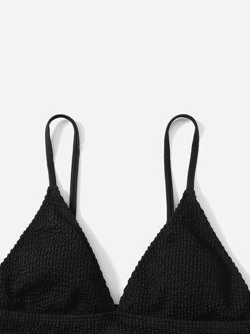 SHENHE Girl's 2 Piece High Waisted Spaghetti Strap Swimsuit Bathing Suit Bikini Sets Black Texture 150 in Saudi Arabia