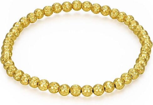 14K Gold 3mm/4mm/5mm/6mm Gold Bead Stretch Bracelet for Women, 14K Gold Bead Ball Stretch Bracelet, Stretchable Gold Ball Bead Stretch Bracelet for Women, 5inch-9inch in Kuwait