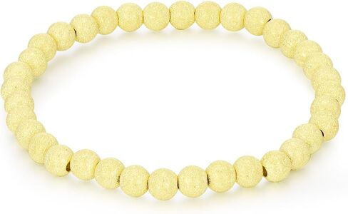 14K Gold 3mm/4mm/5mm/6mm Gold Bead Stretch Bracelet for Women, 14K Gold Bead Ball Stretch Bracelet, Stretchable Gold Ball Bead Stretch Bracelet for Women, 5inch-9inch in Kuwait