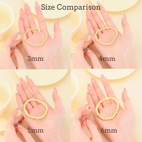 14K Gold 3mm/4mm/5mm/6mm Gold Bead Stretch Bracelet for Women, 14K Gold Bead Ball Stretch Bracelet, Stretchable Gold Ball Bead Stretch Bracelet for Women, 5inch-9inch in Kuwait