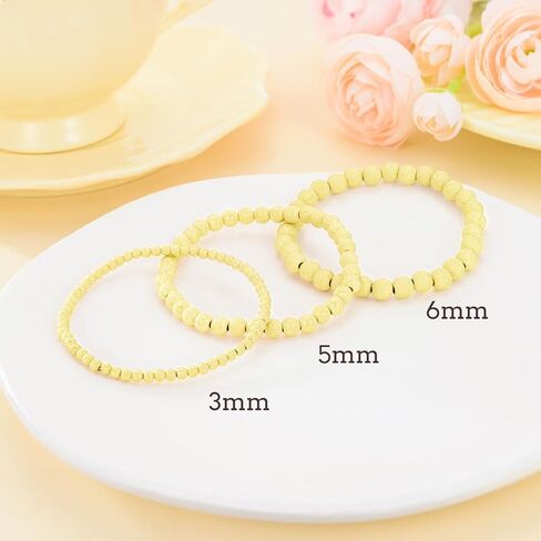 14K Gold 3mm/4mm/5mm/6mm Gold Bead Stretch Bracelet for Women, 14K Gold Bead Ball Stretch Bracelet, Stretchable Gold Ball Bead Stretch Bracelet for Women, 5inch-9inch in Kuwait