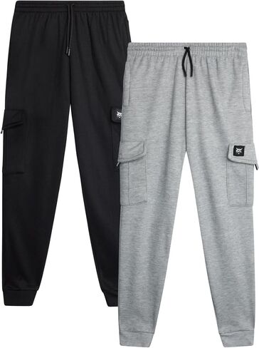 Bobcat Boys' Jogger Pants - 2 Pack Soft Fleece Athletic Cargo Joggers for Boys - Casual Pull On Boys Cargo Pants (8-18) in Saudi Arabia